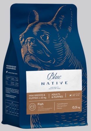 BLUE NATIVE HOLISTIC - Корм ХОЛИСТИК РЫБА (гранула 0,8 - для щенков и мелких пород) 7 кг
