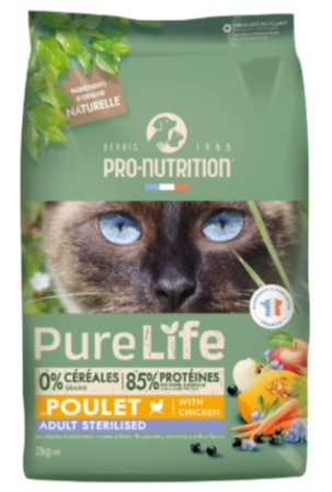 Flatazor - Корм для стерилизованных кошек PURE LIFE Adult Sterilized (курица) 8 кг