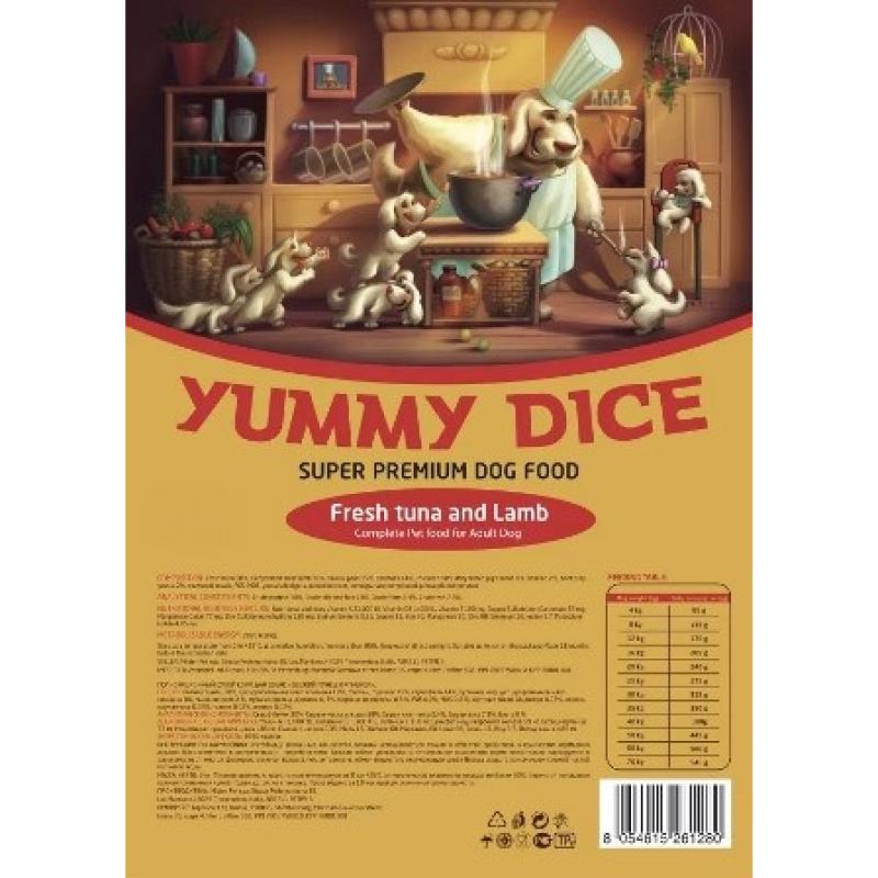Yummi Dice - Сухой корм для собак Тунец и Ягненок 12 кг